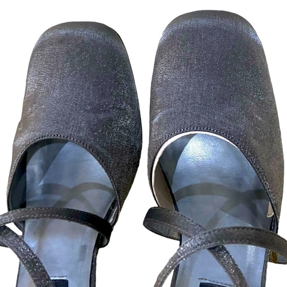 Unlisted Kenneth Cole cross my heart pewter fabric round toe block heel size 8.5 - Picture 4 of 11